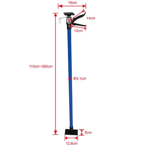WILTEC Étai De Soutien Support De Plafond Tige Télescopique Barre Acier Réglable En Continu 115-290cm 30kg – Image 5