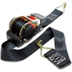 WILTEC Sangle D’arrimage 1,8m X 50mm Traction 750 DaN PES Crochet En Forme S Avec Tendeur à Cliquet