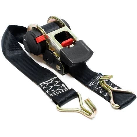 WILTEC Sangle D’arrimage 3m X 50mm Traction 750 DaN PES Crochet En Forme S Avec Tendeur à Cliquet – Image 2