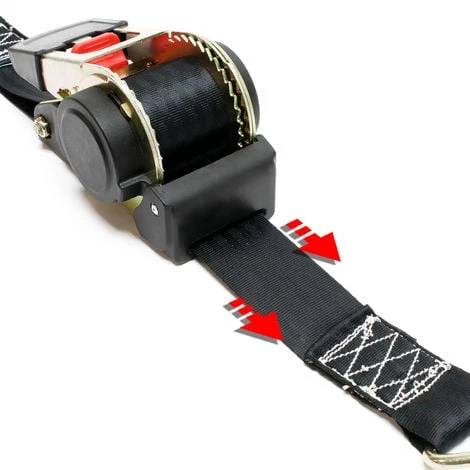 WILTEC Sangle D’arrimage 3m X 50mm Traction 750 DaN PES Crochet En Forme S Avec Tendeur à Cliquet – Image 5