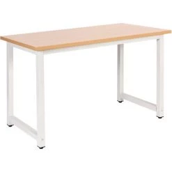 WILTEC Bureau Ordinateur PC Table De Travail Meuble Salle à Manger Cuisine 120x60x74cm Marron Métal