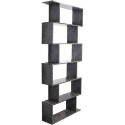 WILTEC Étagère à Livre Murale En Forme De S Béton Bilibiothèque Séparation Pièces Meuble Moderne Rangement