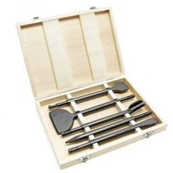 WILTEC Jeu Burin 5 Pcs. SDS-Plus 250mm Manche Ø10mm Plat Pointu Coupe-tôle Coupe-rivets Carrelage Cloison