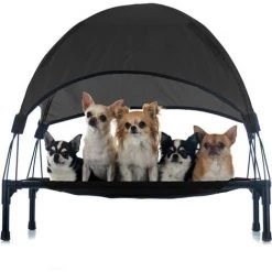 WILTEC Transat Chien Noir 60x45x16cm 15kg Max Lit Relaxant Surélevé Animal Domestique Protection Soleil S