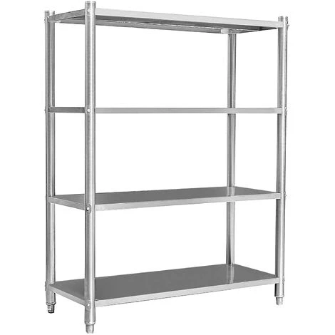 WILTEC Étagères En Acier Inoxydable Meuble Pour Charge Lourde Gastronomie Cuisine Rangement 120x50x155cm