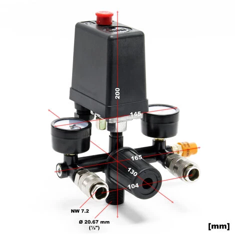 WILTEC Régulateur De Pression Avec Pressostat Pour Compresseur Pressostat 2 Afficheurs – Image 5