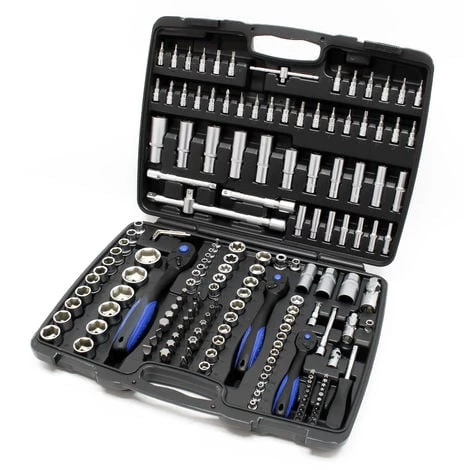 WILTEC Jeu De 172 Clé à Douille Ensemble D’outils Cliquet Réversible Douille Adaptateur Écrou 1/4" 1/2" 3/8 – Image 2