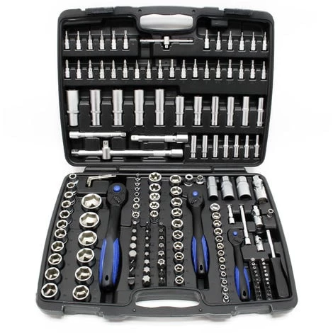 WILTEC Jeu De 172 Clé à Douille Ensemble D’outils Cliquet Réversible Douille Adaptateur Écrou 1/4" 1/2" 3/8 – Image 3