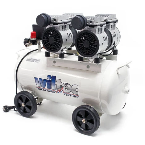 WILTEC Compresseur D’air Sans Huile Avec Réservoir De 50l 2CV, 220l/m Und 2x750W Silencieux Outil D’atelier – Image 4