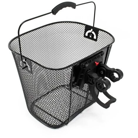 WILTEC Panier Pour Vélo 32,5x24x26,5cm Porte-bagage Avant Détachable Acier Noir Transport Sac Emplettes