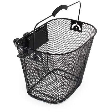 WILTEC Panier Pour Vélo 32,5x24x26,5cm Porte-bagage Avant Détachable Acier Noir Transport Sac Emplettes – Image 2