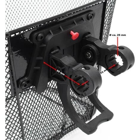 WILTEC Panier Pour Vélo 32,5x24x26,5cm Porte-bagage Avant Détachable Acier Noir Transport Sac Emplettes – Image 4