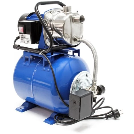 WILTEC Station Eau Domestique Pressostat & Réservoir à Vessie 1200 W 3400l/h 19l Puissance De Pompe Jardin – Image 2