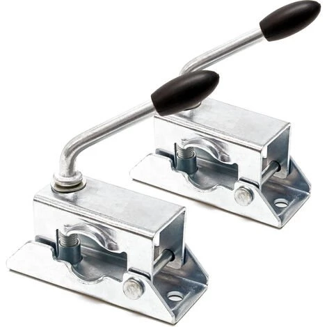 WILTEC 2x Béquille Support Avec Collier Calage Remorque 700mm ⌀48mm Pied Stabilisation Acier Galvanisé – Image 3