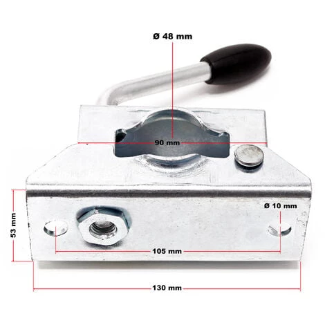 WILTEC 2x Béquille Support Avec Collier Calage Remorque 700mm ⌀48mm Pied Stabilisation Acier Galvanisé – Image 5