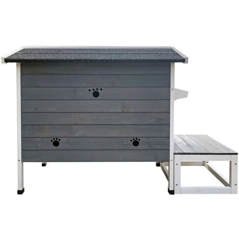 WILTEC Maisonnette Chat Bois Résistant 58 X 73.6 X 104.9 Cm Pavillon Terrasse Porte Arrière Cabane Abri – Image 3