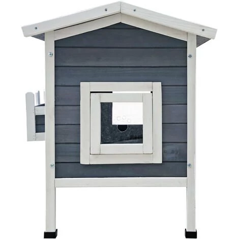 WILTEC Maisonnette Chat Bois Résistant 58 X 73.6 X 104.9 Cm Pavillon Terrasse Porte Arrière Cabane Abri – Image 4