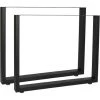 WILTEC Pieds De Table En Profil Carré 80x72cm Noir Revêtement Par Poudre Piètement Meuble
