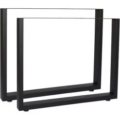 WILTEC Pieds De Table En Profil Carré 80x72cm Noir Revêtement Par Poudre Piètement Meuble