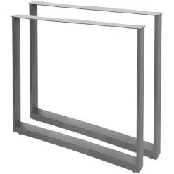 WILTEC Pieds De Table En Profil Carré 70x72cm Gris Revêtement En Poudre Piètement Meuble