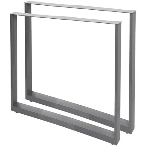 WILTEC Pieds De Table En Profil Carré 70x72cm Gris Revêtement En Poudre Piètement Meuble