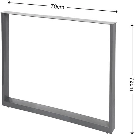 WILTEC Pieds De Table En Profil Carré 70x72cm Gris Revêtement En Poudre Piètement Meuble – Image 3