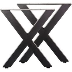 WILTEC Pieds De Table En Forme X 72x60 Cm Noir Revêtement Par Poudre Piètement Meuble