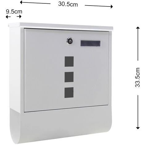 WILTEC Boite Aux Lettres Avec Porte-journaux Blanc Revêtement Poudre Montage Au Mur Avec 2 Clés Courrier – Image 2