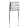 WILTEC Bloc De 3 Boite Aux Lettres Pied De Support Acier Inoxydable 2 Clés Par Compartiment Superposé