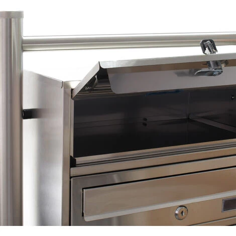 WILTEC Bloc 4 Boite Aux Lettres Pied De Support Acier Inoxydable 2 Clés Par Compartiment Système Superposé – Image 2