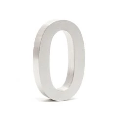 WILTEC Plaque Numéro Maison Chiffre "0" 3D 20cm Acier Inoxydable Résistant Intempéries Matériel Fixation