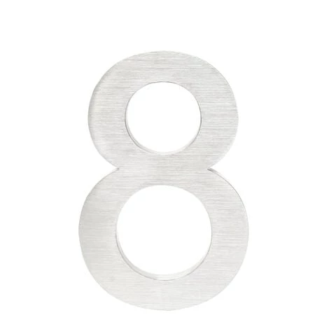 WILTEC Plaque Numéro Maison Chiffre "8" 3D 20cm Acier Inoxydable Résistant Intempéries Matériel Fixation – Image 3