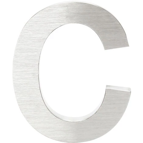WILTEC Plaque Numéro Maison Lettre "c" 3D 15cm Acier Inoxydable Résistant Intempéries Matériel Fixation – Image 3