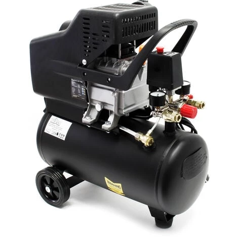 WILTEC Compresseur Air Comprimé 24L 1,1kW 8 Bars Mobile Avec Roues Et Poignée Outil Pneumatique Atelier – Image 2