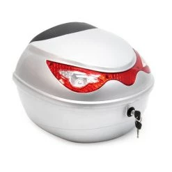 WILTEC Top Case 22L Couleur Argent Coffre Pour Moto Scooter Quad Valise Espace Rangement Moto Porte-bagage