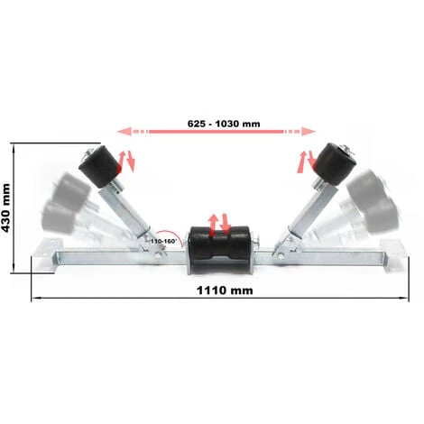 WILTEC Support Bateau Avec Rouleaux De Quille Aide Manoeuvre 111cm Charge 800kg Largeur De Bateau 80-124cm – Image 2