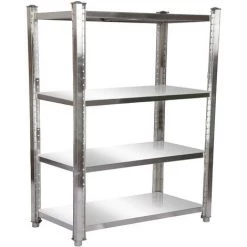 WILTEC Étagère Acier Affiné 150x50x155 Cm 4 Étagères De Rangement Réglables En Hauteur Gastronomie Cave