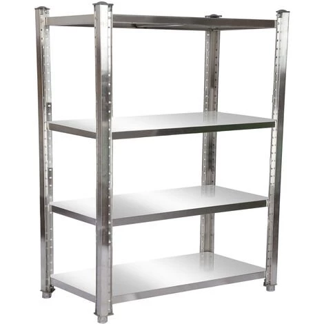 WILTEC Étagère Acier Affiné 150x50x155 Cm 4 Étagères De Rangement Réglables En Hauteur Gastronomie Cave