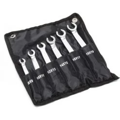 WILTEC Jeu De Clé Pour Conduite De Frein 6 Pcs 8-19 Mm Clé à Durite De Frein Clé Polygonale Plate à Cliquet
