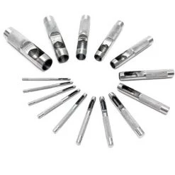 WILTEC Jeu De Poinçons 2-22mm 15 Pièces En Acier Au Carbone Pour Cuir Et Caoutchouc Et Plastique Souple