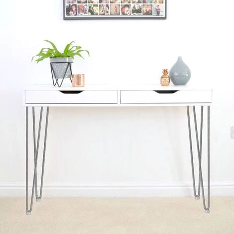 WILTEC Jeu 4 Pieds De Table épingle à Cheveux 36cm Acier Affiné 2 Tiges Meuble Support Hairpin Legs – Image 2