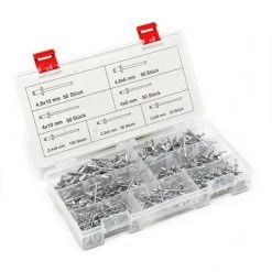 WILTEC Assortiment De Rivets Aveugles En Alu 400 Pièces 6 Différentes Tailles Raccord Solide Coffret