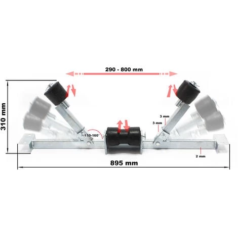 WILTEC Porte-bateau Avec Rouleaux De Quille Jusqu’à 500 Kg Aide à La Manoeuvre Embarcation Chargement – Image 2