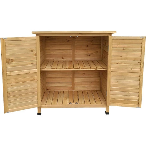 WILTEC Maison Jardin 2 Portes H. Moyenne 870x465x916 Mm Bois D’épicéa Rangement Outils – Image 2