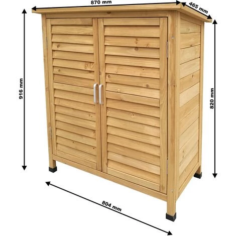 WILTEC Maison Jardin 2 Portes H. Moyenne 870x465x916 Mm Bois D’épicéa Rangement Outils – Image 4