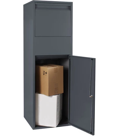 WILTEC Boîte à Colis Verrouillable Boîte Aux Lettres Sur Pieds Anthracite Colis S Et L Usage Domestique – Image 2