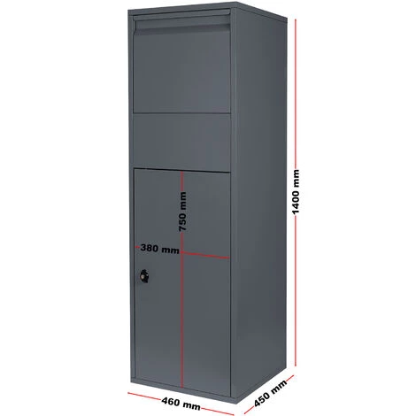 WILTEC Boîte à Colis Verrouillable Boîte Aux Lettres Sur Pieds Anthracite Colis S Et L Usage Domestique – Image 4