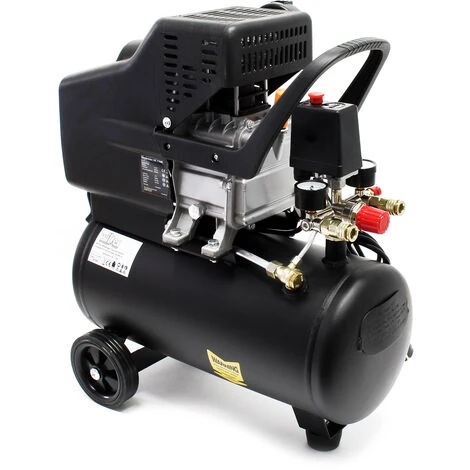 WILTEC Compresseur Air Comprimé 24L Set 13 Pcs. Outil Pneumatique Manomètre Pneus Pistolet De Pulvérisation – Image 2