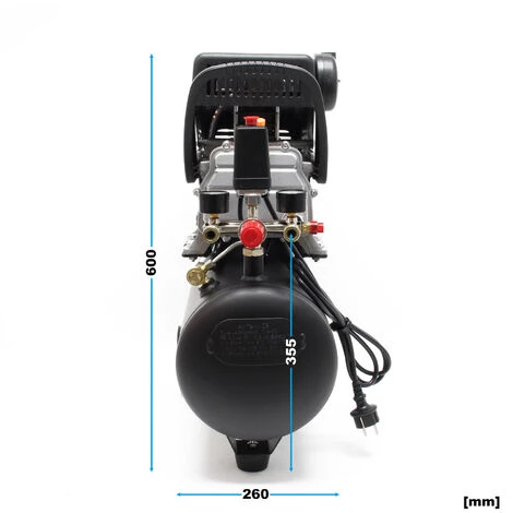 WILTEC Compresseur Air Comprimé 24L Set 13 Pcs. Outil Pneumatique Manomètre Pneus Pistolet De Pulvérisation – Image 5