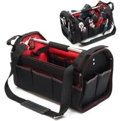 WILTEC Sac à Outils Taille XL Bandoulière Réglable Et Poignée Poches Intérieures Et Extérieures Porte-outils